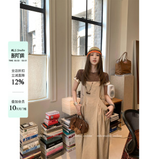 背带裙女春夏季 小众气质工装 大口袋宽松休闲长裙 伦敦艺术生 MLS