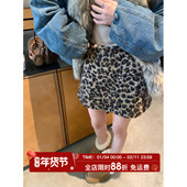 女复古高腰软糯豹纹A字半身裙 MLS 素2025冬季 豹豹氛围 新款 野性元