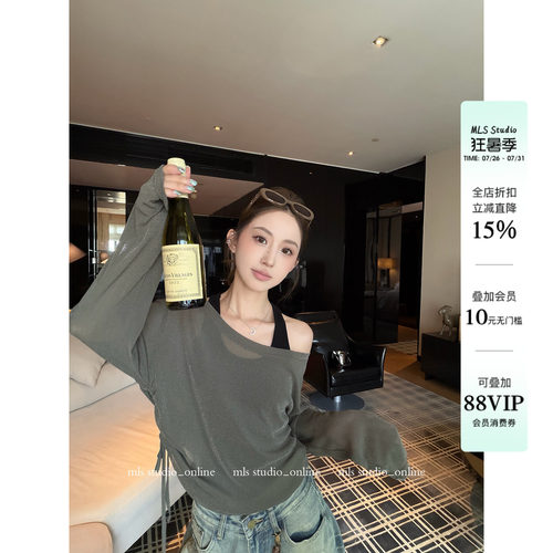 MLS 松弛lady 长期主义2026夏季新款女微透侧边抽绳T恤工字背心
