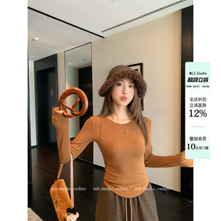 打底衫 MLS 圆领立体剪裁软糯修身 女经典 腰精战衣 凸显好身材春季