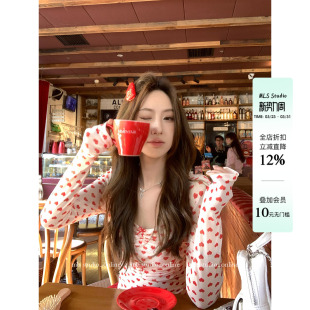 女方领爱心印花修身 MLS 2026春夏新款 韩系氛围感 T恤 奶油甜心