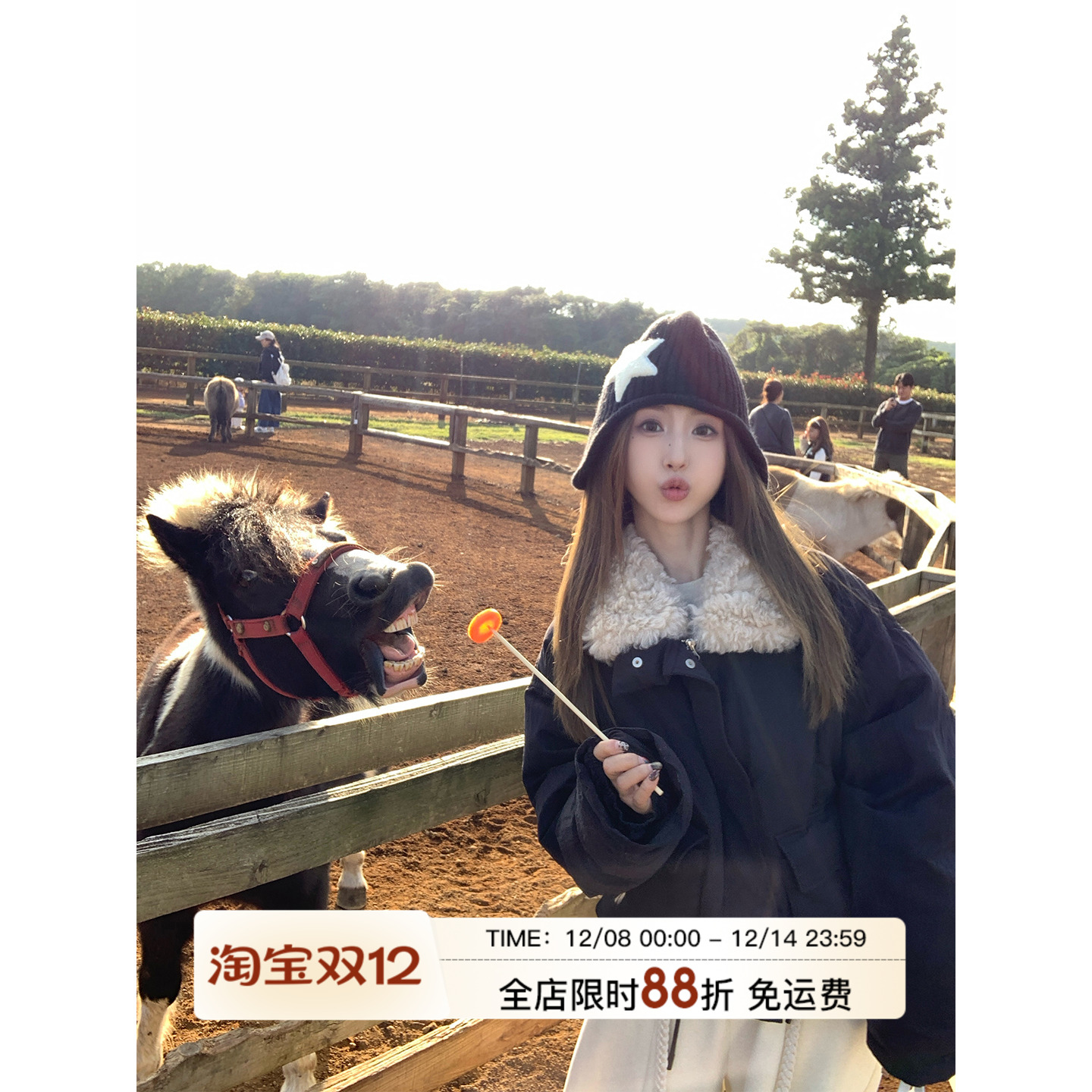 MLS 卷毛欧包 90白鸭绒复古廓形毛领保暖外套女冬季新品羽绒服