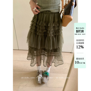 浪漫2026春夏新款 法式 女拼接层叠蓬松网纱感蛋糕裙 花漾梦境 MLS