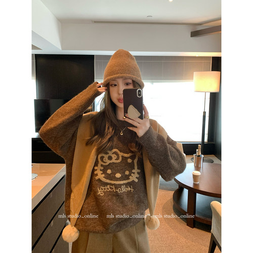 MLS 糯米kitty 韩系舒适软糯毛衣女秋冬季新款2025宽松休闲针织衫