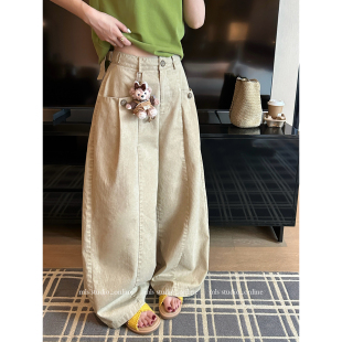 女100棉一字水洗下沉口袋直筒阔腿裤 MLS 新款 2026春季 长腿酷girl