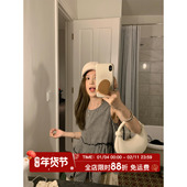 MLS 上衣 甜美减龄小众无袖 黑白乐章 不规则荷叶边格纹背心女夏季