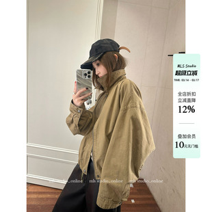 MLS 漫步悉尼 美式复古翻领夹克女秋季新款2025宽松短款工装外套