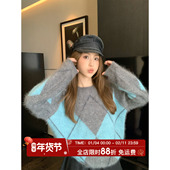 MLS 撞色软糯女毛衣 新款 菱格女主角 氛围感单品100%羊毛2025冬季