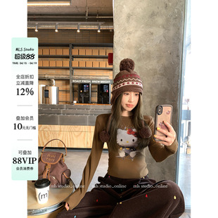 MLS cute配方 手绘童趣风2026春夏季新款上衣女凯蒂猫印花T恤