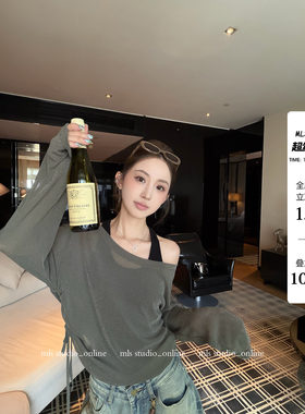 MLS 松弛lady 长期主义2026夏季新款女微透侧边抽绳T恤工字背心