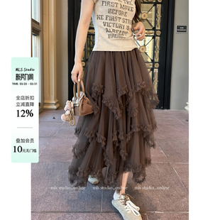 女A字轻盈不规则网纱蛋糕裙 灵动摇曳2026春夏新款 MLS 曼妙花边