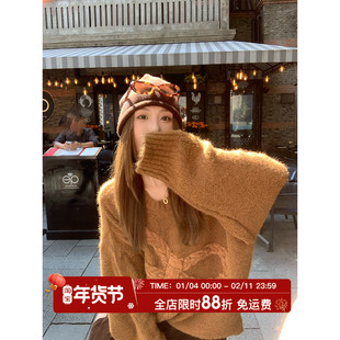 MLS 软绒蝴蝶结 复古软糯温柔毛衣女秋季新款2025甜美宽松针织衫