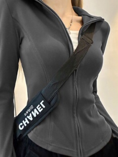 灰色无帽卫衣女款早秋季内搭打底衫拉炼长袖t恤修身高腰短款上衣