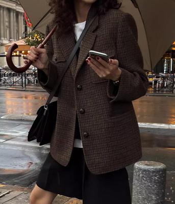 复古赫本系列~羊毛呢西装外套女