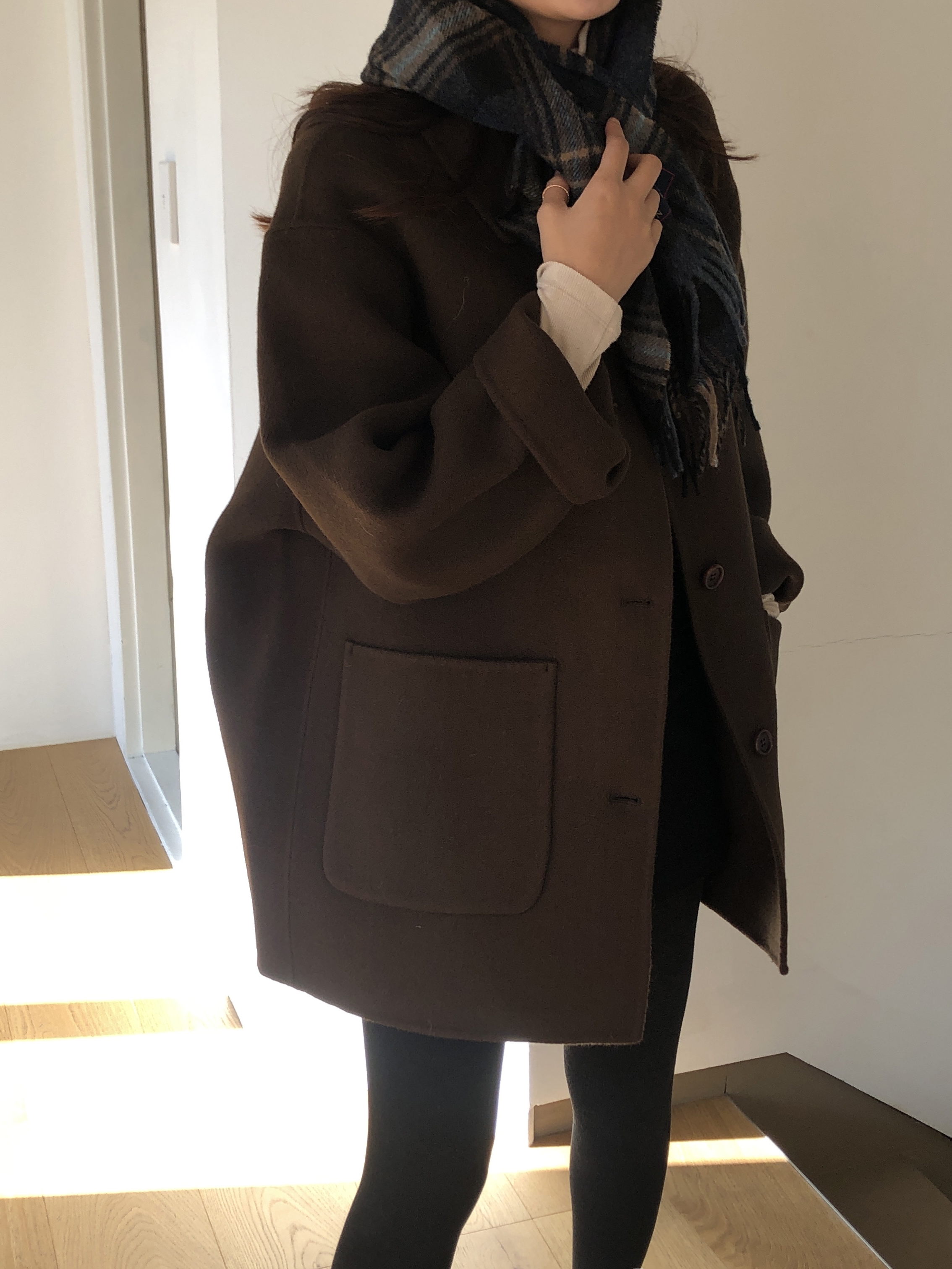 95澳州羊毛咖色双面羊绒大衣