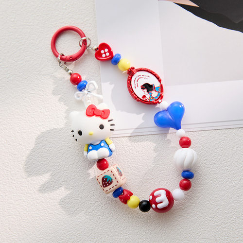 卡通HelloKitty手机链串珠挂饰防丢挂件包包钥匙扣装kt猫小挂件