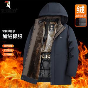 啄木鸟石墨烯男士棉衣男款冬季新款加绒加厚保暖棉服爸爸冬装外套