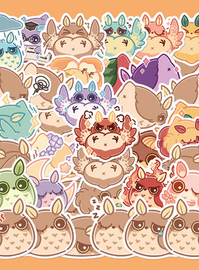 40张原创手绘猫头鹰贴纸笔记本电脑手机壳手账本水杯装饰防水贴画