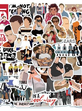 50张one direction贴纸笔记本电脑手机壳手账本iPad装饰防水贴画