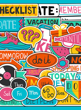 44张卡通清新计划贴纸学生桌面笔记本电脑iPad水杯装饰防水贴画