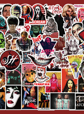 100张恐怖电影组合贴纸笔记本电脑手账本手机水杯装饰防水DIY贴画