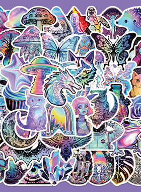 50张Mystery Sticker贴纸笔记本电脑手账本手机壳装饰防水贴画