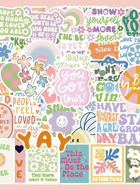 50张danish pastel丹麦粉彩贴纸笔记本电脑手账本水杯装饰贴画