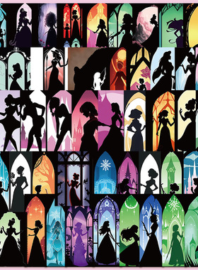 53张剪影Silhouette figure Princess贴纸笔记本电脑吉他装饰贴画