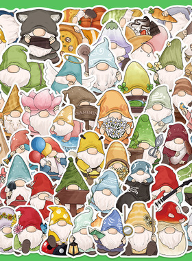 50张卡通矮人贴纸创意卡通防水笔记本水杯手机壳滑板手账本贴画