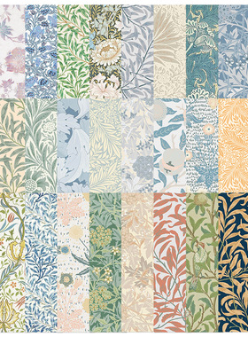 30张莫里斯的花书签小众高级学生书籍手账本装饰卡diy阅读书夹