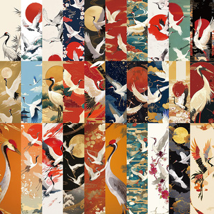 30张古风仙鹤书签古风书法名画文艺学生阅读看书工具书页标签卡