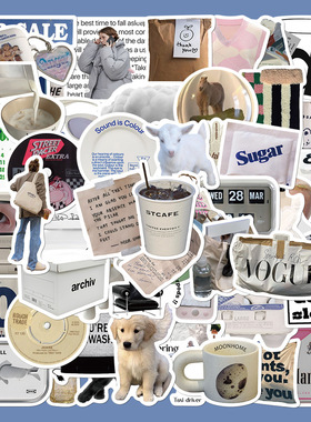 57张简约韩系生活贴纸水杯手机壳手账本电脑ipad装饰防水DIY贴画