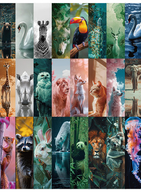 30张新款动物书签学生用精美手账本书籍装饰卡桌面diy装饰小卡片