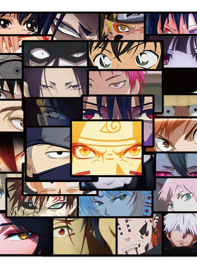 40张动漫角色眼神涂鸦贴纸装饰手机壳手账本笔记本DIY防水贴画ins