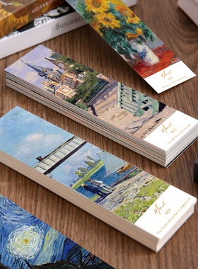 30张艺术复古梵高莫奈油画书签diy装饰高级感学生阅读标注卡