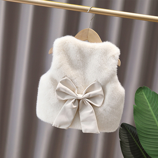 女童仿皮草马甲秋冬新款小香风儿童坎肩外穿女孩背心女宝宝毛毛衣