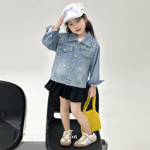 女童牛仔外套春秋款2026新款小童洋气时髦韩版春装女宝宝上衣春季