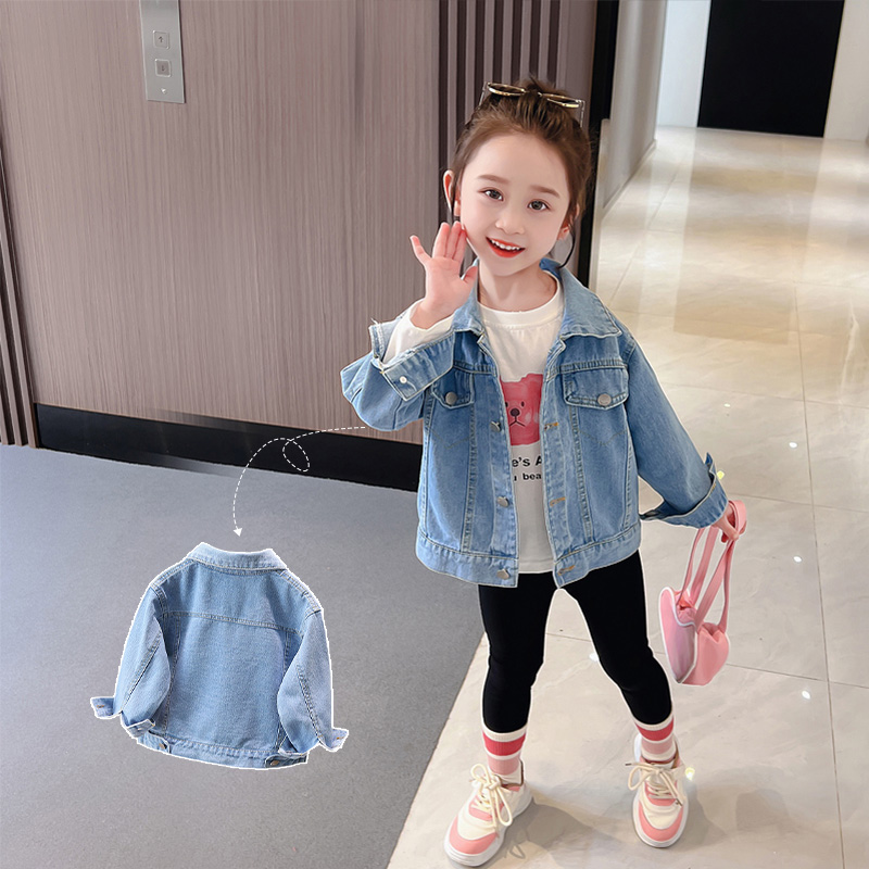 女童牛仔外套春秋2025新款韩版洋气女大童上衣宽松简约女孩牛仔衣