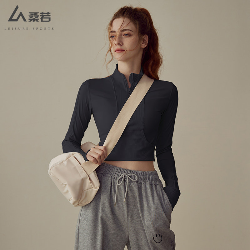 瑜伽服女秋冬款跑步紧身健身服长袖运动上衣外套飞盘骑行服套装