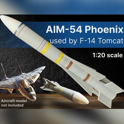 AIM-54导弹模型1:20-F14攻击机导弹模型仿真航模拼装摆件-3d打印
