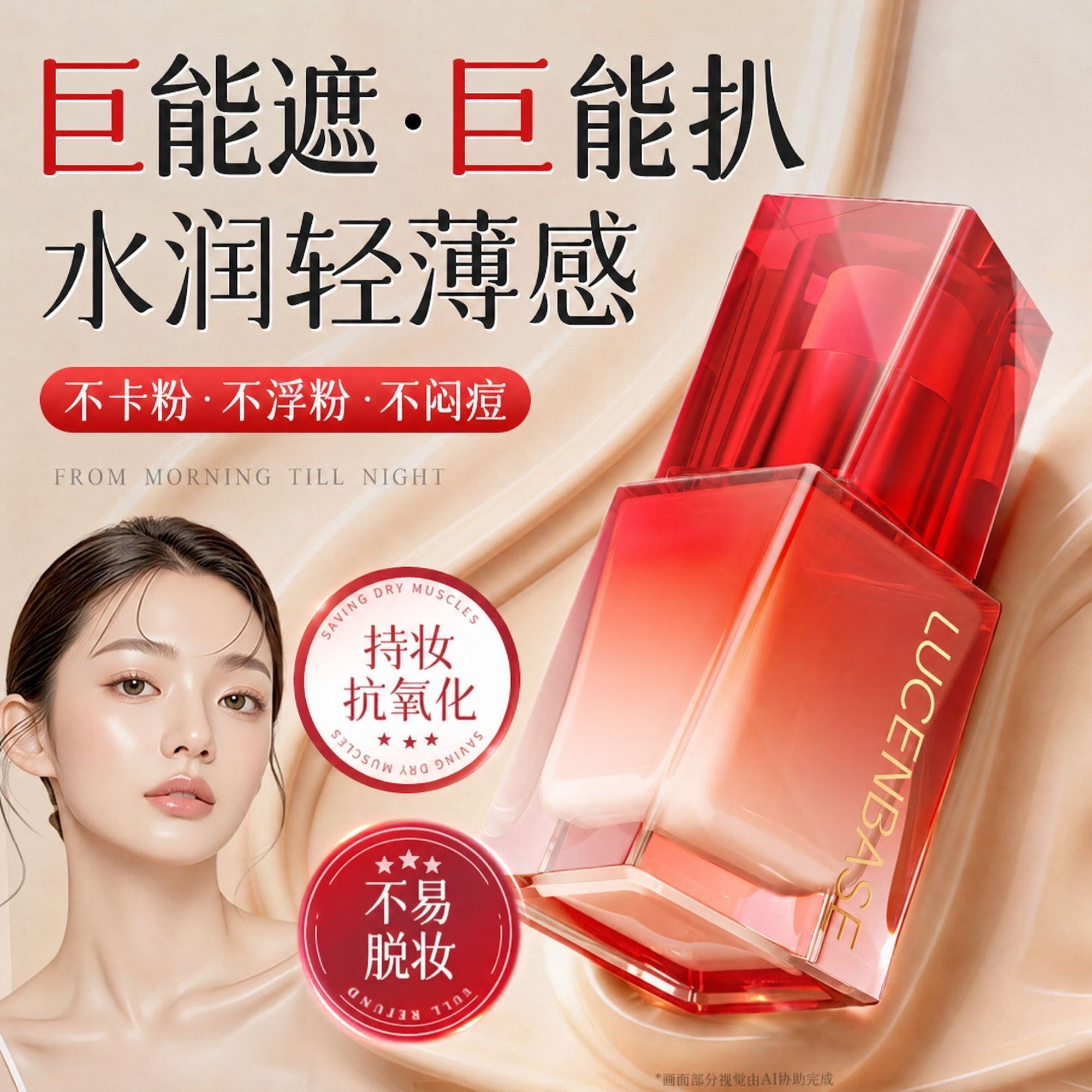 透真粉底液控油持久遮瑕抗氧化防水汗保湿不卡粉不脱妆水润BB霜CC