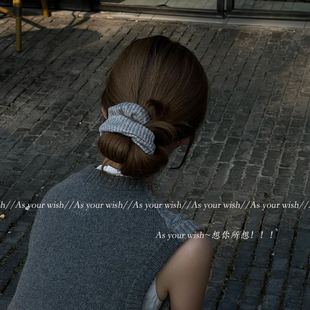 秋冬针织复古大肠发圈温婉知性慵懒感低马尾丸子头发绳发饰头绳