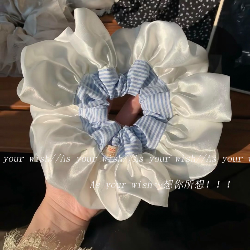 韩系缎面花边芭蕾风超大发圈新款