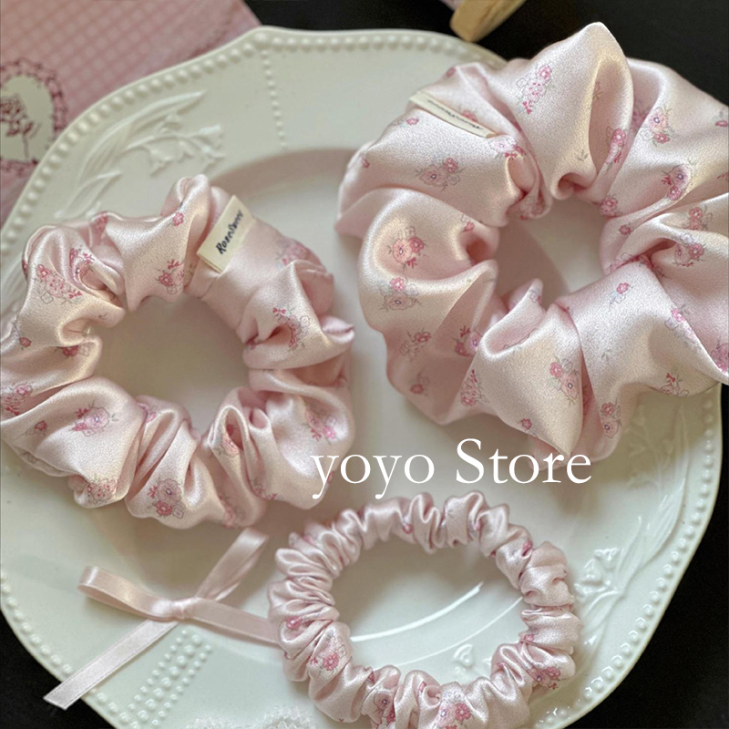 粉与玫瑰大肠发圈蝴蝶结发饰2024新款女田园风耐用高弹力发绳头饰