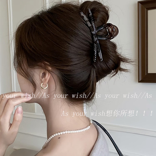 发量少夹得紧 韩系简约玳瑁色抓夹高级感后脑勺盘发鲨鱼夹子百搭