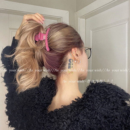 韩式复古玫粉色椅子大号抓夹高端百搭后脑勺气质盘发鲨鱼夹发饰女