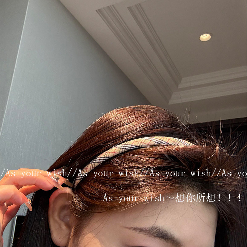 古早格纹细条发箍韩系复古英伦高级感头箍减龄学院风小众外出发卡