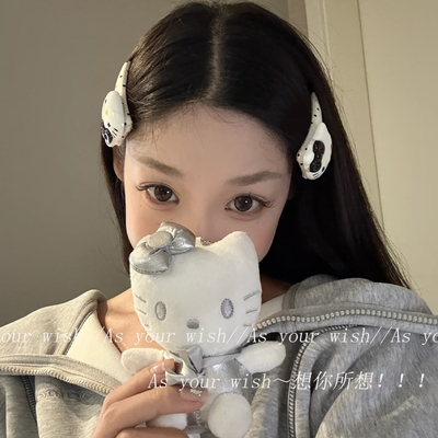 可爱波点Kitty猫发夹新款边夹少女前额碎发刘海侧边夹子发卡头饰