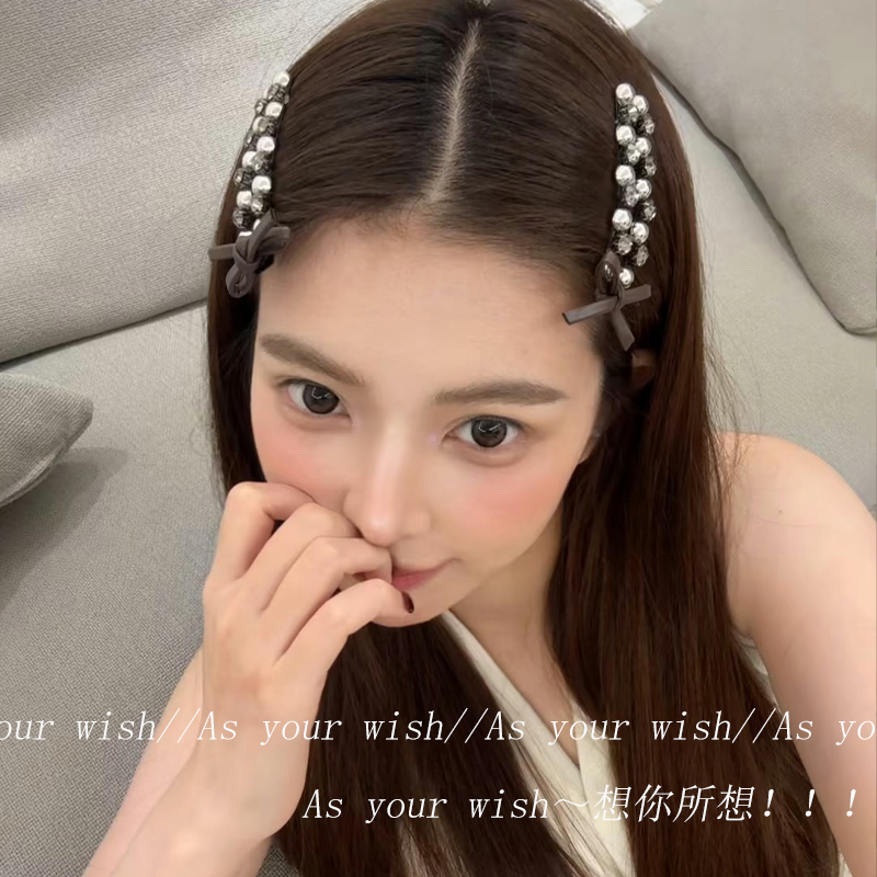 韩系ins水钻皮质蝴蝶结发夹