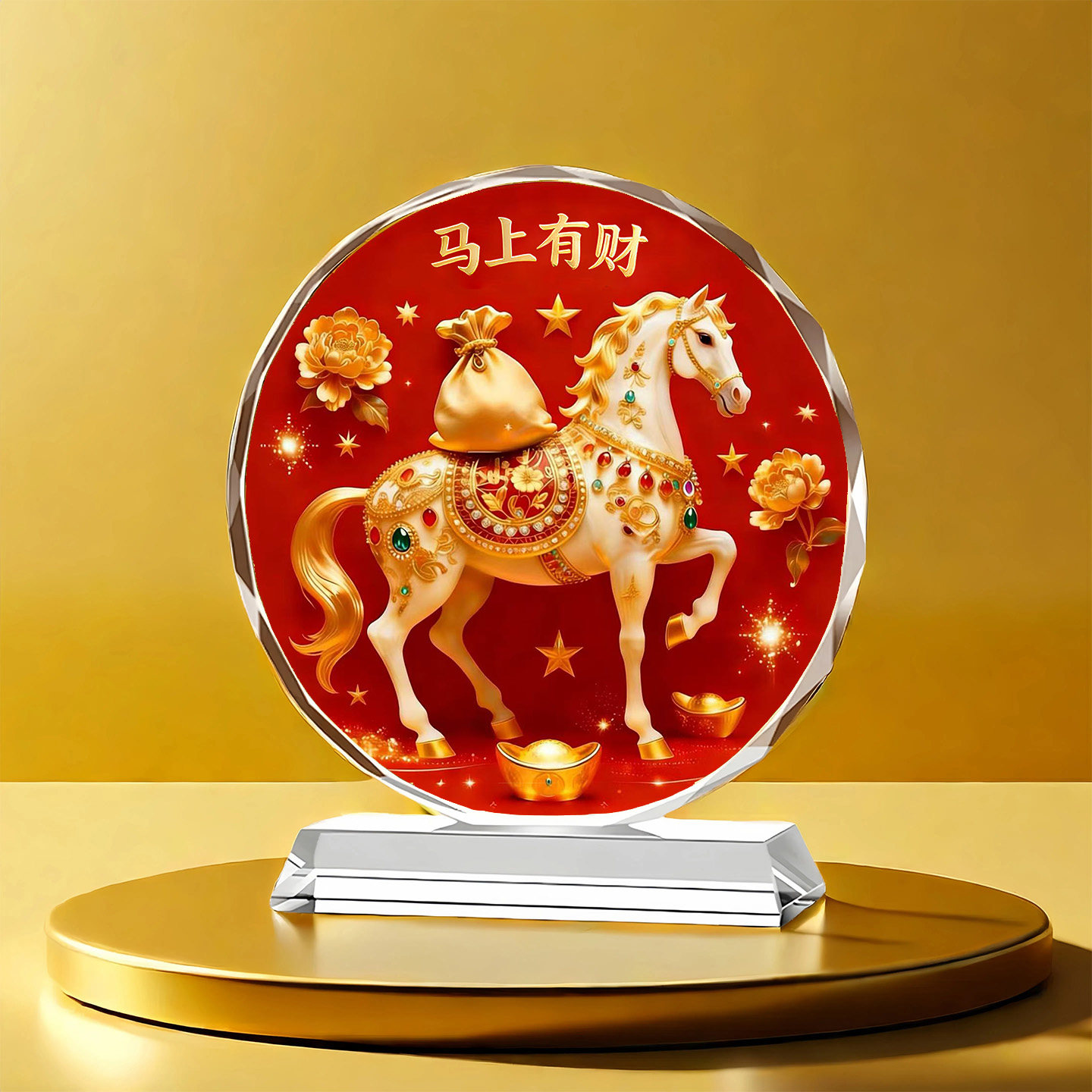 马上有钱水晶摆件家居装饰品客厅开业乔迁送礼物桌面2026马年摆台,家居饰品,桌面摆件,淘宝优惠券,粉丝福利购,淘宝优惠卷
